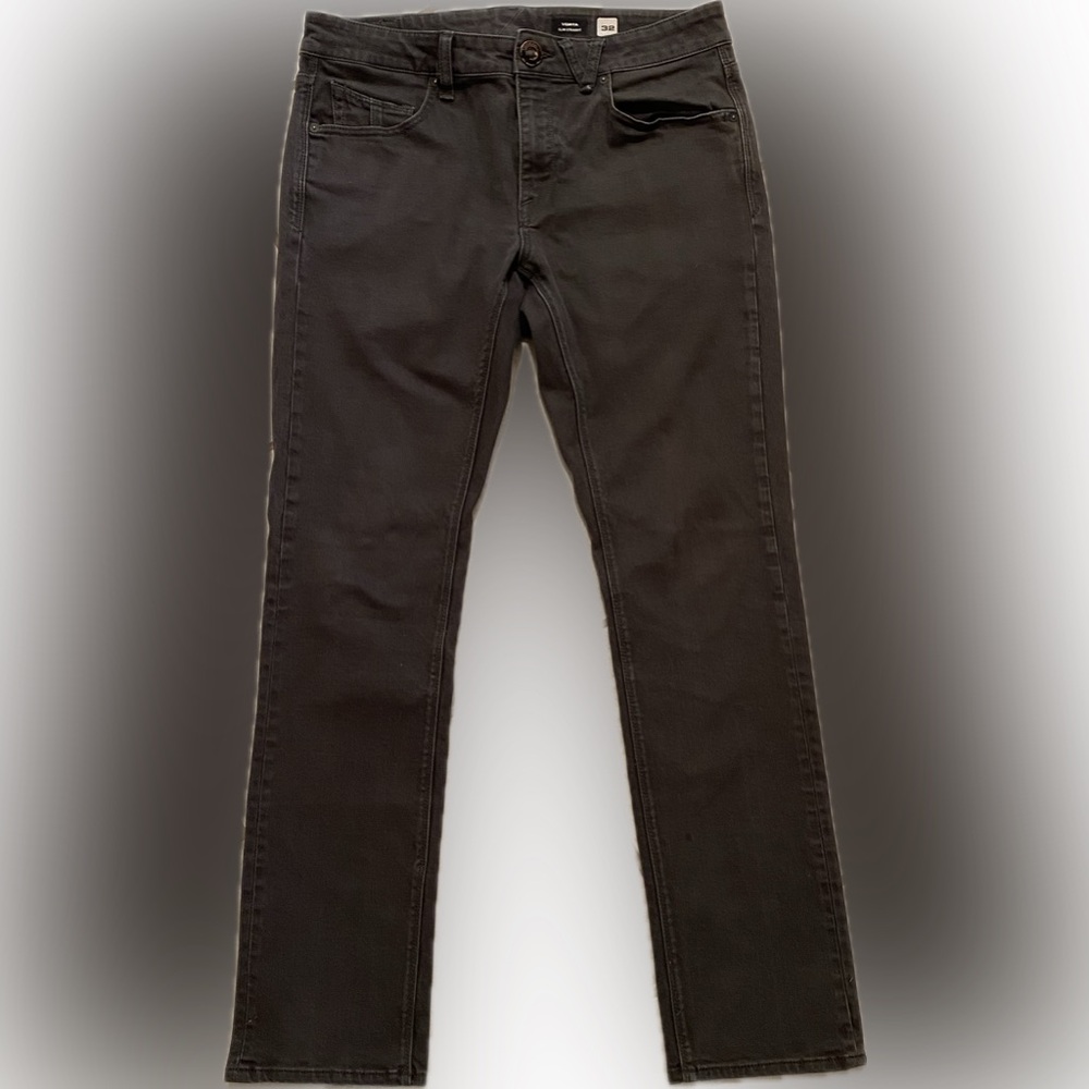 Volcom Vorta jeans, slim straight fit, size 32, dark gray in color